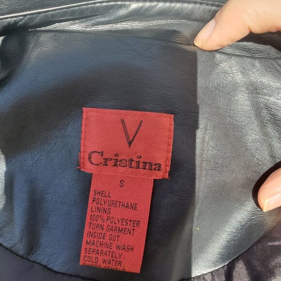 Gorgeous Embroidered Black Faux Leather Jacket V Christina - Picture 14 of 15